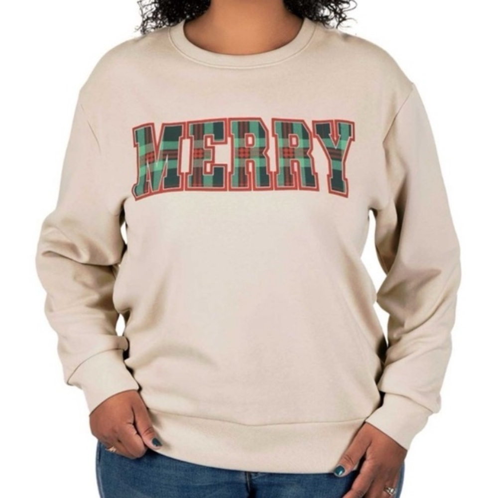 NWT STATE OF MINE Long Sleeve Holiday Merry Sweatshirt Size X-Large